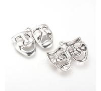 Ipotkitt 20 pcs Antique Silver Alloy Tibetan Style Drama Mask Charms Comedy and Tragedy Mardi Gras Halloween Charms for DIY Jewellery Bracelet Necklace Earrings Crafts