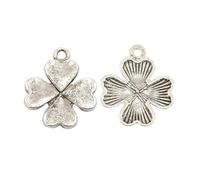 Ipotkitt 20 pcs Antique Silver Clover Alloy Charms Tibetan Style Four Leaves Clover Shamrock Charms for DIY Jewelry Crafts Bracelet Earrings Necklace Bag Purse Keychains Decor