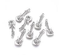 Ipotkitt 20 pcs Antique Silver Guitar Alloy Charms Tibetan Style Instrument Music Charms for DIY Jewelry Crafts Bracelet Earrings Necklace Bag Purse Keychains Decor