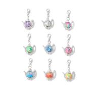 Ipotkitt 20 pcs Random Alloy and Polymer Clay Kettle Stitch Markers Teapot Drink Tea Time Clip on Charms for DIY Crafts Sewing Jewelry Earrings Keychains Bags