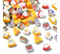 Ipotkitt 200 Pcs 8 Styles Colourful Handmade Polymer Clay Food Beads Cute Bread Hamburger Cheese Spacer Beads Clay Cooking Beads for DIY Jewellery Making
