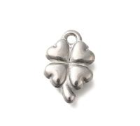 Ipotkitt 20pcs 304 Stainless Steel Four Leaf Clover Charms Puffy Shamrock St. Patrick's Day Lucky Heart Charms for DIY Jewelry Making Bracelet Necklace Earrings Keychains Crafts