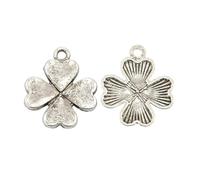 Ipotkitt 20pcs Antique Silver Clover Alloy Charms Tibetan Style Four Leaves Clover Shamrock Charms for DIY Jewellery Crafts Bracelet Earrings Necklace Keychains Decor