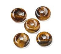 Ipotkitt 20pcs Brown Natural Tiger Eye Donut Charms Chakra Healing Stone Ornaments Flat Round Disc Charms for DIY Craft Bag Necklace Jewellery Making
