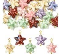 Ipotkitt 20pcs Ceramic Starfish Charms for Earrings, 5 Colors 3D Textured Sea Star Pendants for Jewelry Making, DIY Bracelet Beach Crafts
