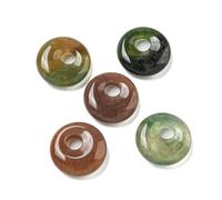 Ipotkitt 20pcs Natural Indian Agate Donut Charms Gemstone Crystal Ornaments Flat Round Disc Charms for DIY Craft Bag Earring Necklace Jewellery Making
