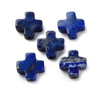 Ipotkitt 20pcs Natural Lapis Lazuli Cross Beads Chakra Crystal Crucifix Spacer Beads Jesus Faith Beads for DIY Religion Bracelet Jewellery Making