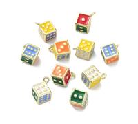 Ipotkitt 20pcs Random Game Themed Enamel Charms Dice Shaped Metal Charms Square Dangle Ornaments for DIY Craft Necklace Bag Earring Jewellery Making