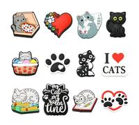 Ipotkitt 24 Pcs 12 Styles Silicone Cat Beads Rubber Animal Paw Print Beads Black Cat Shape Beads I Love Cat Focal Beads for DIY Beadable Bag Phone Chain Jewellery Craft Making