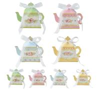 Ipotkitt 24pcs 4 Colours Paper Teapot Candy Boxes Vintage Floral Treat Gift Boxes With Ribbon for Wedding Party Bridal Shower Birthday Afternoon Tea Themed Event Decor