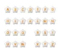 Ipotkitt 26pcs Porcelain Star Shape with Letter Pattern Beads Ceramic Alphabet Beads for Bracelet Necklace Keychains Jewellery Making DIY Crafts, Hole: 2.5mm