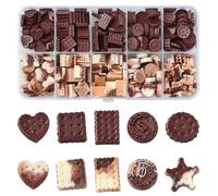 Ipotkitt 290pcs 10 Styles Luminous Resin Cookie Cabochons Round Star Heart Flatback Charms Glow in the Dark Imitation Food Charms for DIY Craft Decor