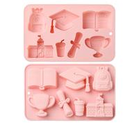 Ipotkitt 2pcs 7 Cavities College Theme Silicone Moulds School Book Trophy Shape Baking Tool Moulds for DIY Crafts Chocolate Cookies Cake Ice Candy Dog Treats