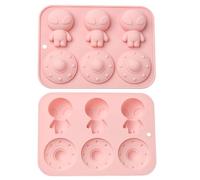 Ipotkitt 2pcs Alien & Spaceship Silicone Moulds Outer Space Theme Pink Baking Moulds for DIY Art Crafts Chocolate Cookies Cake Ice Candy Dog Treats Making