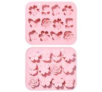 Ipotkitt 2pcs Pink Flower Butterfly Shaped Silicone Candy Moulds Plant Animal Ice Grid Silicone Moulds Spring Chocolate Moulds for DIY Party Cookie Making