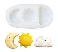 Ipotkitt 3 Cavity Celestial Theme Silicone Candle Mold Sun Moon Cloud Shape Mold for Candles, Resin Crafts, Soap, Makes 27-44mm Home Decor Pieces