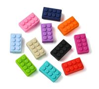 Ipotkitt 30 Pcs 15 Colours Silicone Rectangle Beads Building Block Beads Rubber Focal Loose Spacer Beads for DIY Necklace Decor Jewellery Making