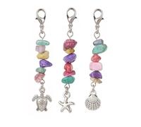 Ipotkitt 30 pcs 3 Styles Tibetan Style Alloy Sea Crochet Stitch Markers with Clasps Turtle Shell Starfish Charms Locking Knitting Markers for Weaving Sewing Quilting Jewelry Bags