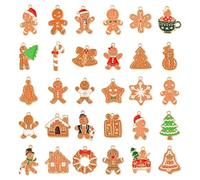 Ipotkitt 30 pcs 30 Styles Alloy Christmas Theme Enamel Charms Xmas Gingerbread Bell Charms for DIY Jewelry Crafts Earrings Bracelet Necklace Keychains Bag Decor