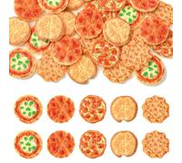 Ipotkitt 30 pcs 5 Styles Resin Imitation Pizza Cabochons Simulation Food Flatback Slime Charms for DIY Crafts Jewellery Phone Case Earrings Hair Pin Making Scrapbooking