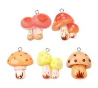 Ipotkitt 30 pcs 5 Styles Resin Mushroom Charms with Loop Autumn Vegetable Forest Food Charms for DIY Jewelry Bracelet Necklace Earrings Keychains Crafts