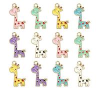 Ipotkitt 30 Pcs 6 Colors Enamel Giraffe Charms Cute Cartoon Animal Charms Zoo Animal Giraffe Charms for DIY Earring Jewelry Making Craft Supplies