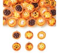 Ipotkitt 30 pcs 6 Styles Opaque Resin Egg Tart Charms with Iron Loops Dessert Sweet Imitation Food Charms for DIY Jewelry Crafts Bracelets Necklace Earrings Purse Keychains