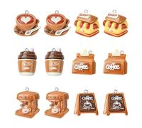 Ipotkitt 30pcs 6 Styles Coffee Theme Resin Charms with Loops Coffee Cup Pot Drink Charms for DIY Jewelry Making Crafts Bracelet Earrings Necklace Keychains Decor