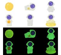 Ipotkitt 30pcs 6 Styles Luminous Resin Space Theme Figurines Miniatures Moon Astronaut Sculpture Ornaments Glow in the Dark for Home Desk Car Decoration Party Favors