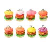 Ipotkitt 30pcs Random 3D Hamburger Resin Charms Cute Burger Charms with Fruit Pattern for DIY Craft Fast Food Theme Keychain Necklace Jewellery Making