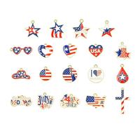 Ipotkitt 38pcs 19 Styles Independence Day Enamel Charms American Flag Patriotic Star Charms for DIY Jewellery Making Crafts Necklace Bracelet Earrings Keychains Decor