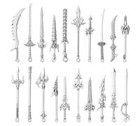 Ipotkitt 40 Pcs Antique Silver Sword Knife Charms Alloy Big Bookmark Charms Vintage Metal Weapon Charms for Earrings Bracelet Necklace Jewellery Making
