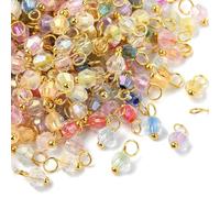 Ipotkitt 400 pcs AB Color Plated Bicone Glass Charms Transparent Crystal Drop Charms for Jewelry Bracelets Earrings Necklaces Keychains Bag Purse Decor DIY Crafts Bulk