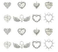 Ipotkitt 40pcs 8 Styles Antique Silver Alloy Heart Charms Scared Heart Love Shape Charm Tibetan Style Charms for DIY Jewellery Making Bracelet Necklace Earrings Crafts