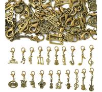 Ipotkitt 40pcs Antique Bronze Music Theme Clip on Charms with Clasp
