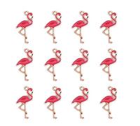 Ipotkitt 40pcs Enamel Flamingo Charms Red Alloy Pink Cute Tropical Bird Charms for Jewellery Making Bracelets Earrings Crafts