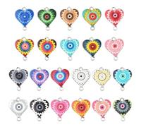 Ipotkitt 44pcs 22 Colours Evil Eyes Enamel Charms Heart Shape Eye Flower Printed Connector Charms for DIY Jewellery Bracelet Necklace Earrings Keychains Crafts Decor