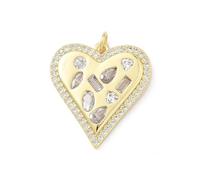 Ipotkitt 5 pcs Brass Cubic Zirconia Heart Charms with Jump Ring Tiny Heart Love Shape Charms for DIY Jewelry Making Bracelet Necklace Earrings Crafts