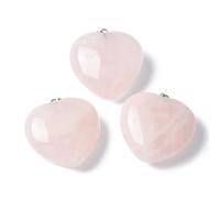 Ipotkitt 5 pcs Natural Rose Quartz Heart Charms with Brass Pinch Bails Tiny Love Gemstone Charms for DIY Jewelry Bracelet Necklace Earrings Keychains Crafts