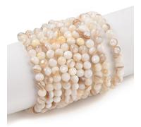 Ipotkitt 5 Strands 3mm Seashell Colour Natural Freshwater Round Shell Beads Strands Ball Sphere Shape Shell Spacer Beads for DIY Jewellery Necklace Bracelet Crafts