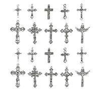 Ipotkitt 50 pcs 10 Styles Tibetan Style Alloy Crucifix Charms Antique Silver Cross Easter Religion Religious Charms for DIY Crafts Jewellery Bracelet Necklace Earrings