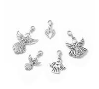 Ipotkitt 50 pcs Angel Wings Clip on Charms Fairy Theme Lobster Claw Clasp Keychains Antique Silver Hanging Ornaments for Jewelry Craft Supplies Key Bag Purse Phone Decor Bulk