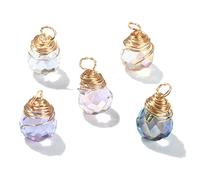 Ipotkitt 50 Pcs Mixed Color Transparent Glass Teardrop Charms Crystal Drop Dangle Bead Charms with Wire Faceted for Jewelry Making Necklace Accessory
