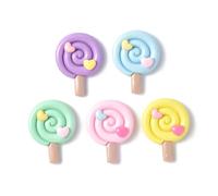 Ipotkitt 50 pcs Random Color Lollipop with Heart Resin Cabochons Mini Cute Candy Food Flatback Slime Charms for DIY Crafts Jewelry Phone Case Earrings Hair Pin Decor
