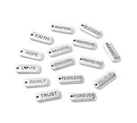 Ipotkitt 500g Approx 270pcs Alloy Inspirational Message Charms Rectangle with Word Tag Charms for Bracelets Necklace Earrings Keychains Jewelry Making DIY Crafts- Random
