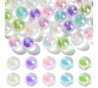 Ipotkitt 50pcs 5 Colours 16mm Transparent Acrylic Round Beads Plastic Bubblegum Beads Glow in The Dark Ball Ornaments for DIY Craft Jewellery Making