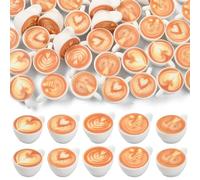 Ipotkitt 50Pcs 5 Styles Resin Latte Art Coffee Charms Imitation Drink Theme Coffee Cup Charms for Jewellery Making Bracelet DIY Crafts Necklace Earrings
