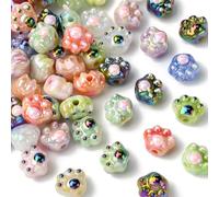 Ipotkitt 50pcs Acrylic Cat Paw Print Beads Cute Claw Shaped Enamel Beads Two Tone Footprint Bead for DIY Keychain Lanyard Necklace Jewellery Making