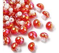 Ipotkitt 50pcs Red Mushroom Acrylic Beads Vegetable Food Spacer Beads for DIY Forest Theme Art Craft Supplies Necklace Bracelet Keychain Earring Jewellery Making