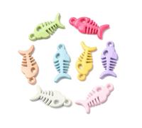 Ipotkitt 50pcs Spray Paint Alloy Fish-bone Charms Fish Skeleton Sea Ocean Charms for Bracelets Necklace Earrings Keychains Jewelry Making DIY Crafts- Random Colors